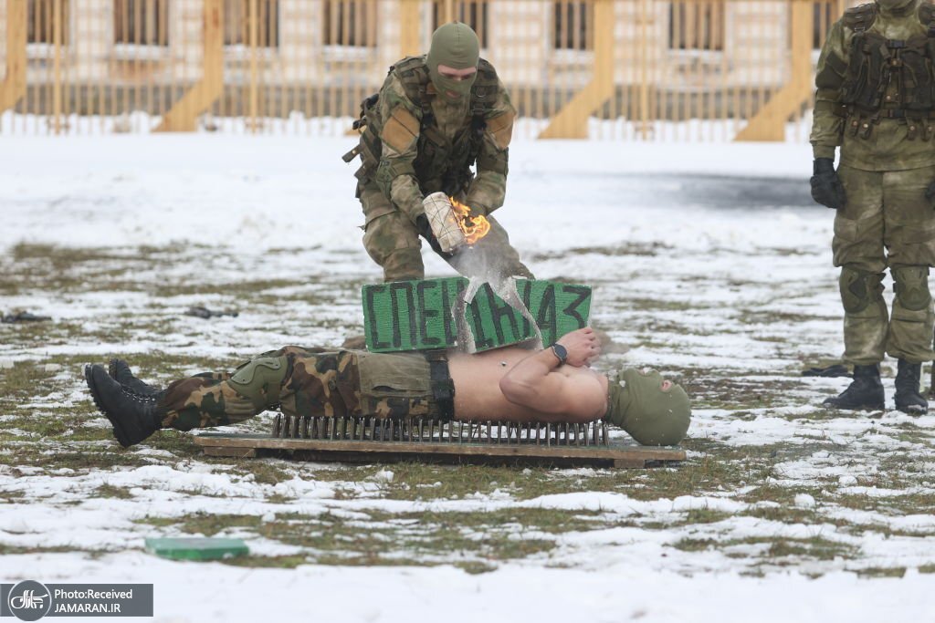 تصویری جالب از تمرینات سخت سربازان در بلاروس