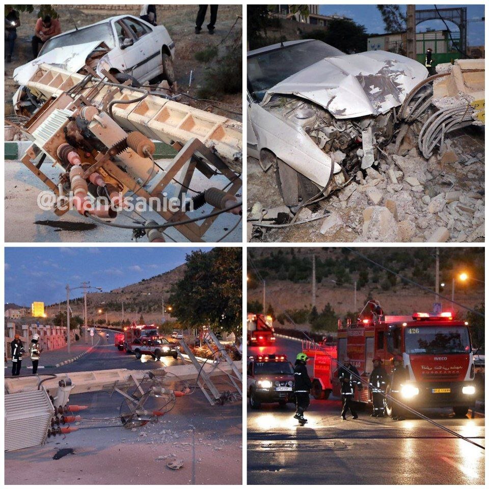 اولین تصاویر از تصادف شدید پژو پارس با تیر برق