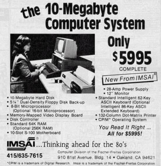 کامپیوتر ۵۹۹۵ دلاری با هارد دیسک ۱۰ مگابایتی