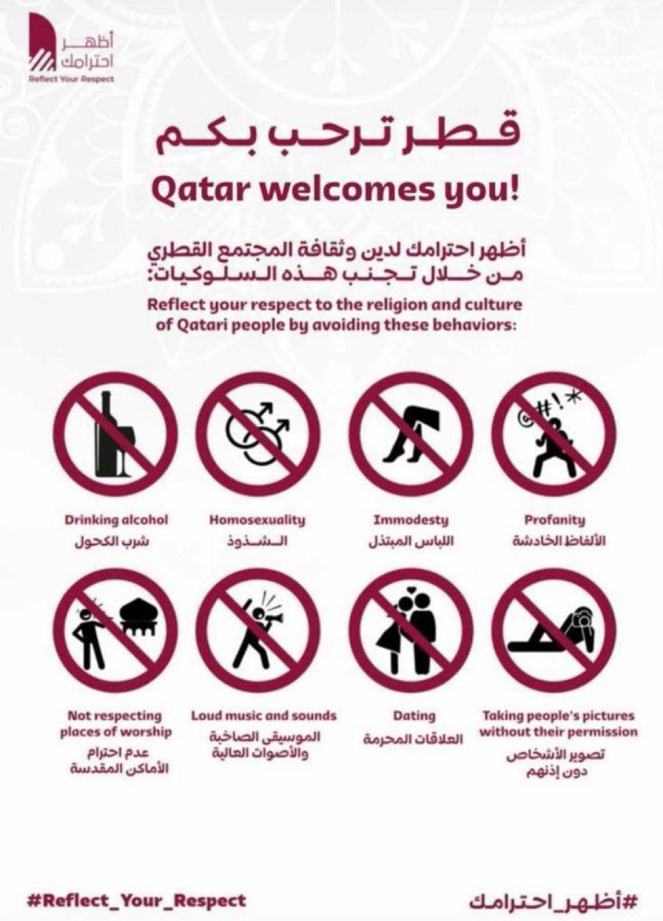 ممنوعیت بدحجابی و لباس های مبتذل جام جهانی قطر