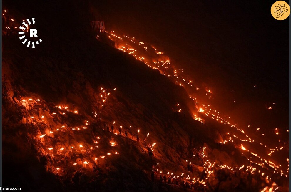 برافروختن شعله نوروز بر فراز کوه عقره(فرارو)