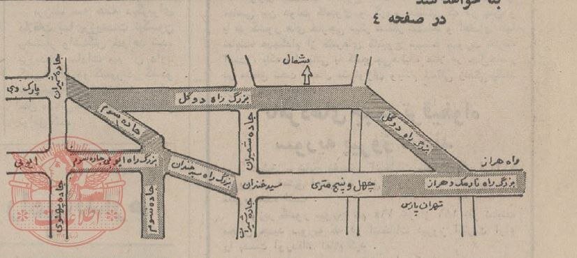 عکسی از نقشه احداث بزرگراه « دوگل » در تهران